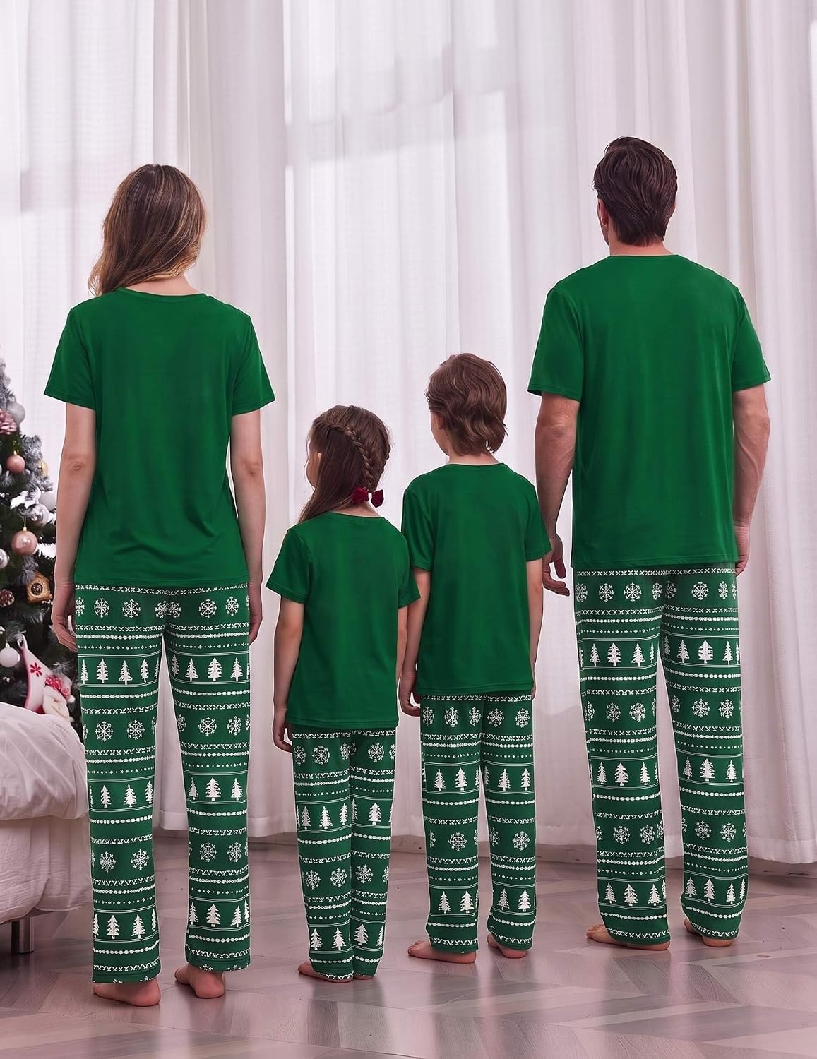 image:imageEkouaer Family Christmas Pajamas Matching sets Soft Pjs Holiday Lounge SetsGreen Santa