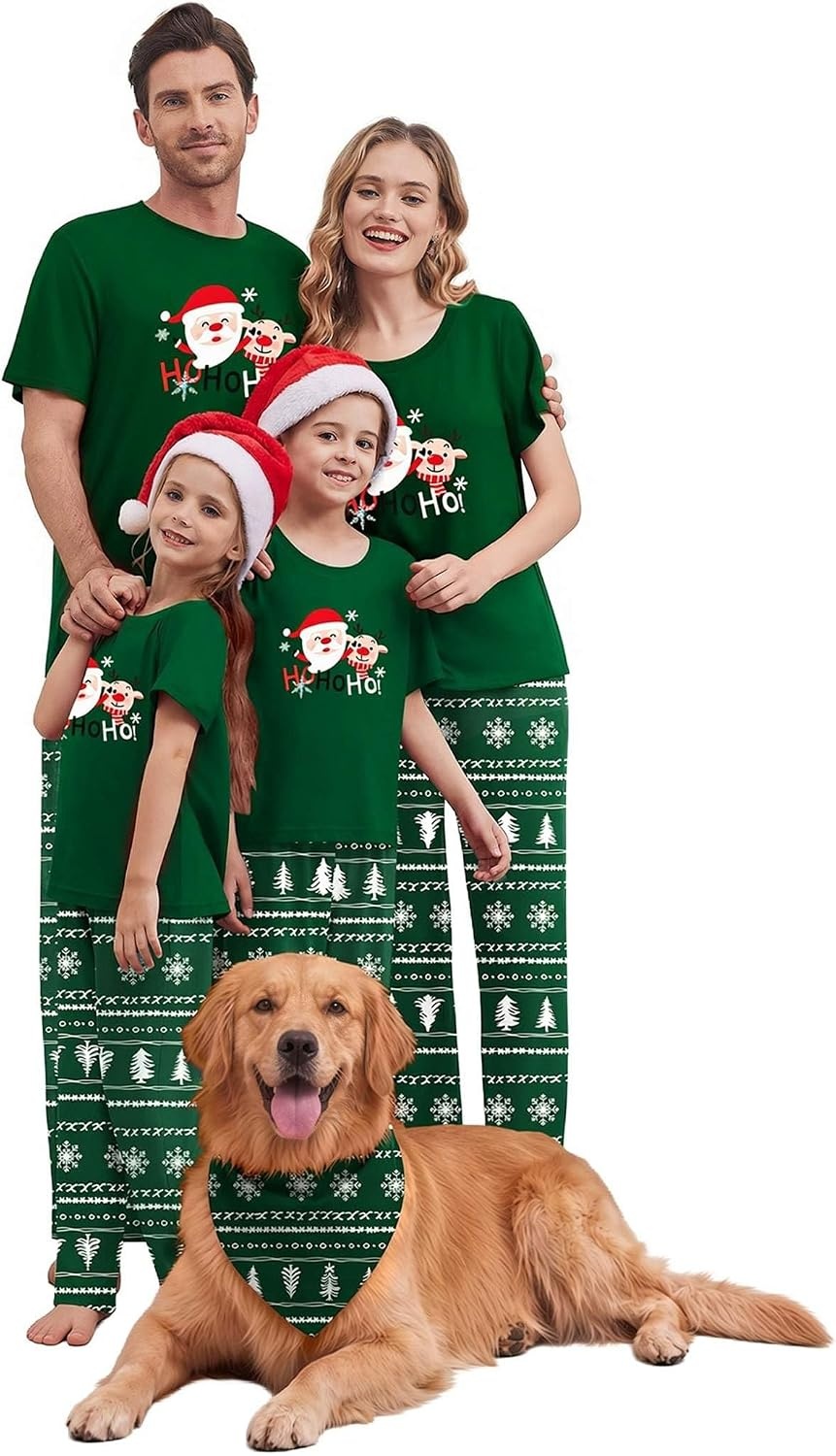 image:imageEkouaer Family Christmas Pajamas Matching sets Soft Pjs Holiday Lounge SetsGreen Santa