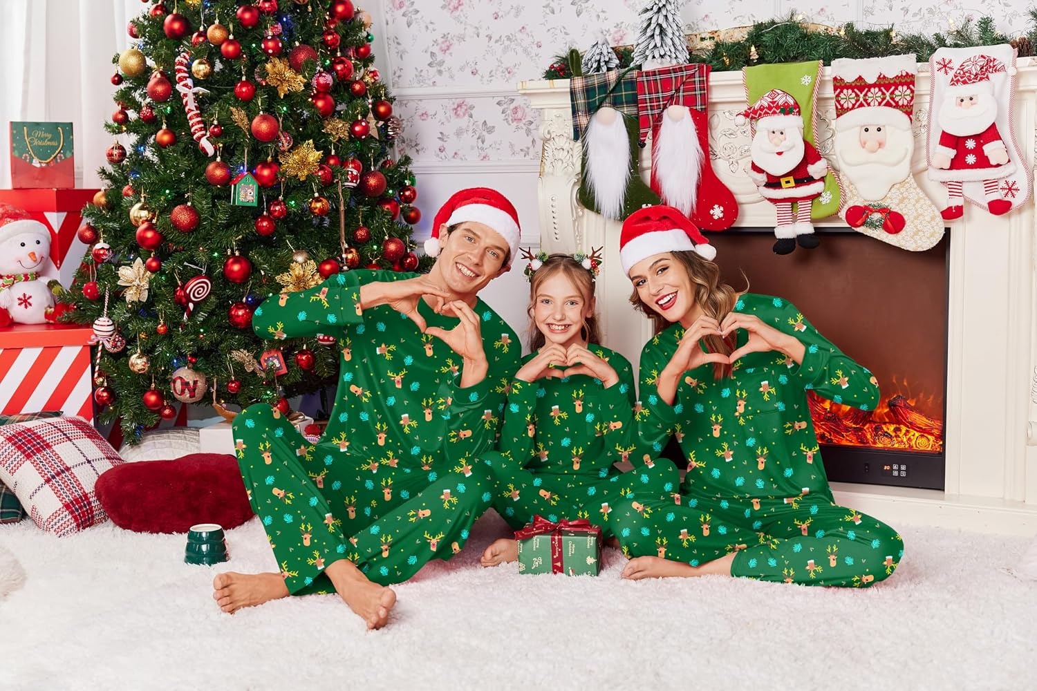 image:imageEkouaer Matching Family Sets Christmas Pajamas Set Xmas PJS SleepwearChristmas Elk Green