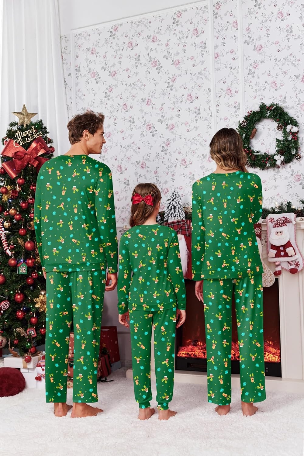 image:imageEkouaer Matching Family Sets Christmas Pajamas Set Xmas PJS SleepwearChristmas Elk Green