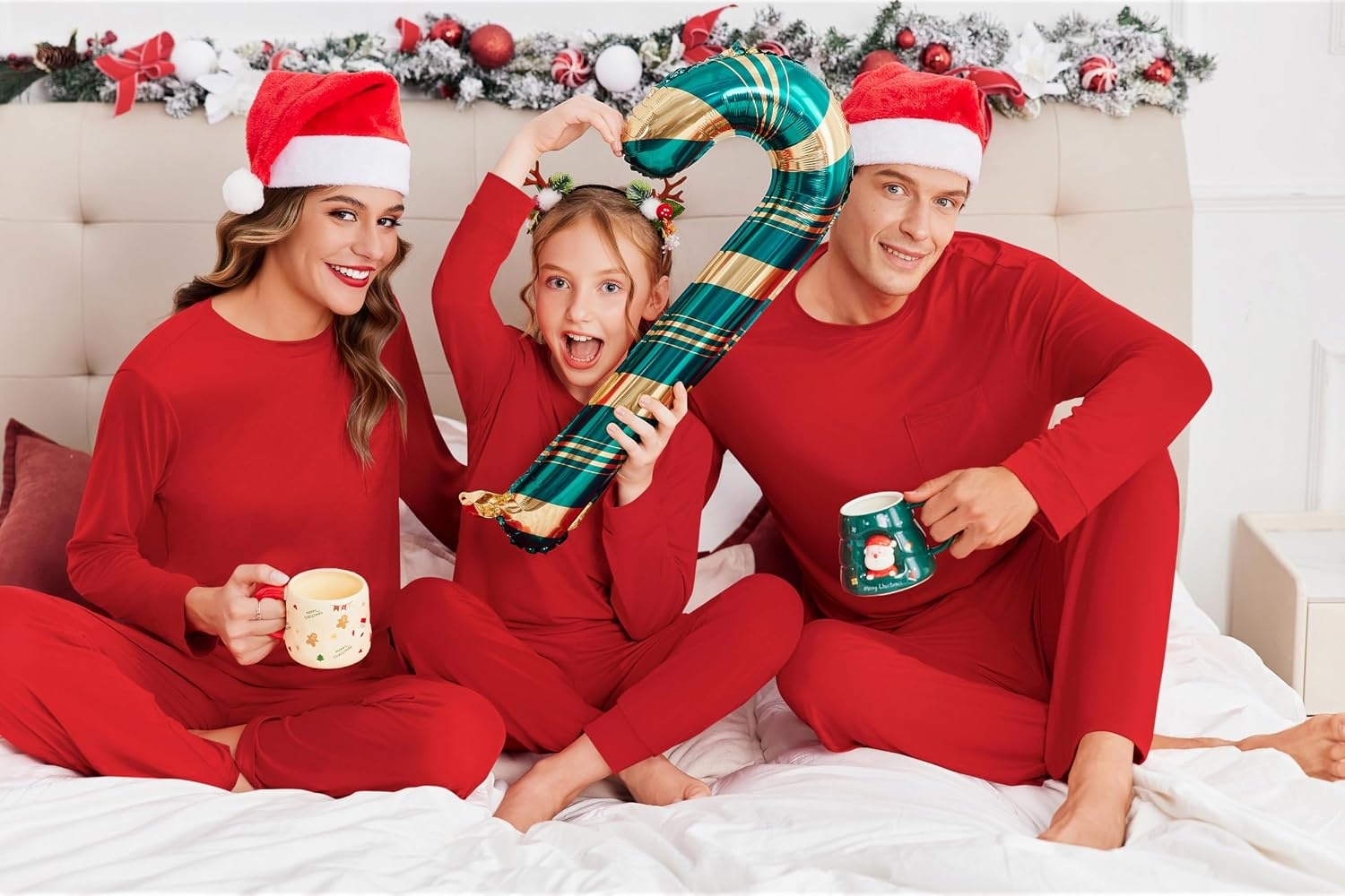 image:imageEkouaer Matching Family Sets Christmas Pajamas Set Xmas PJS SleepwearWine Red
