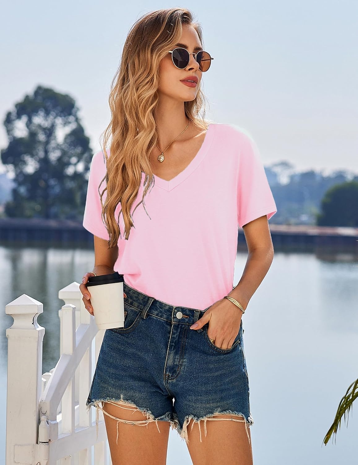 image:imageEkouaer Nightgowns for Women Bamboo Viscose Night Gown Soft Sleep ShirtPink