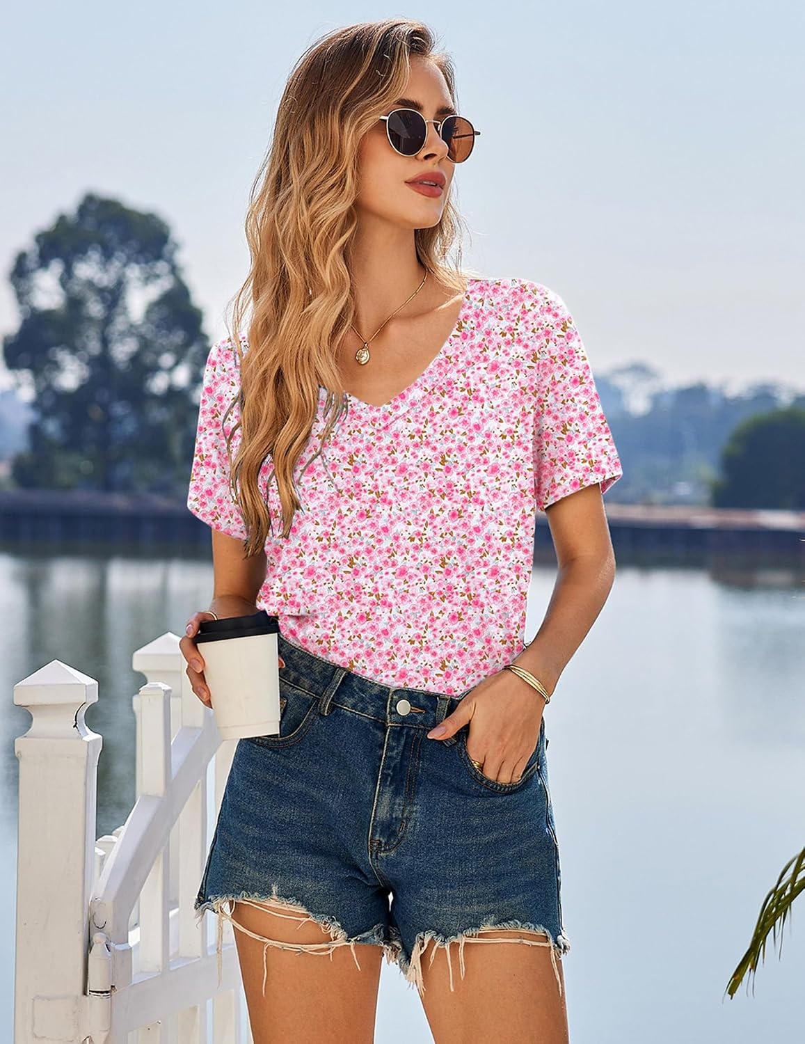 image:imageEkouaer Nightgowns for Women Bamboo Viscose Night Gown Soft Sleep ShirtPink Floral