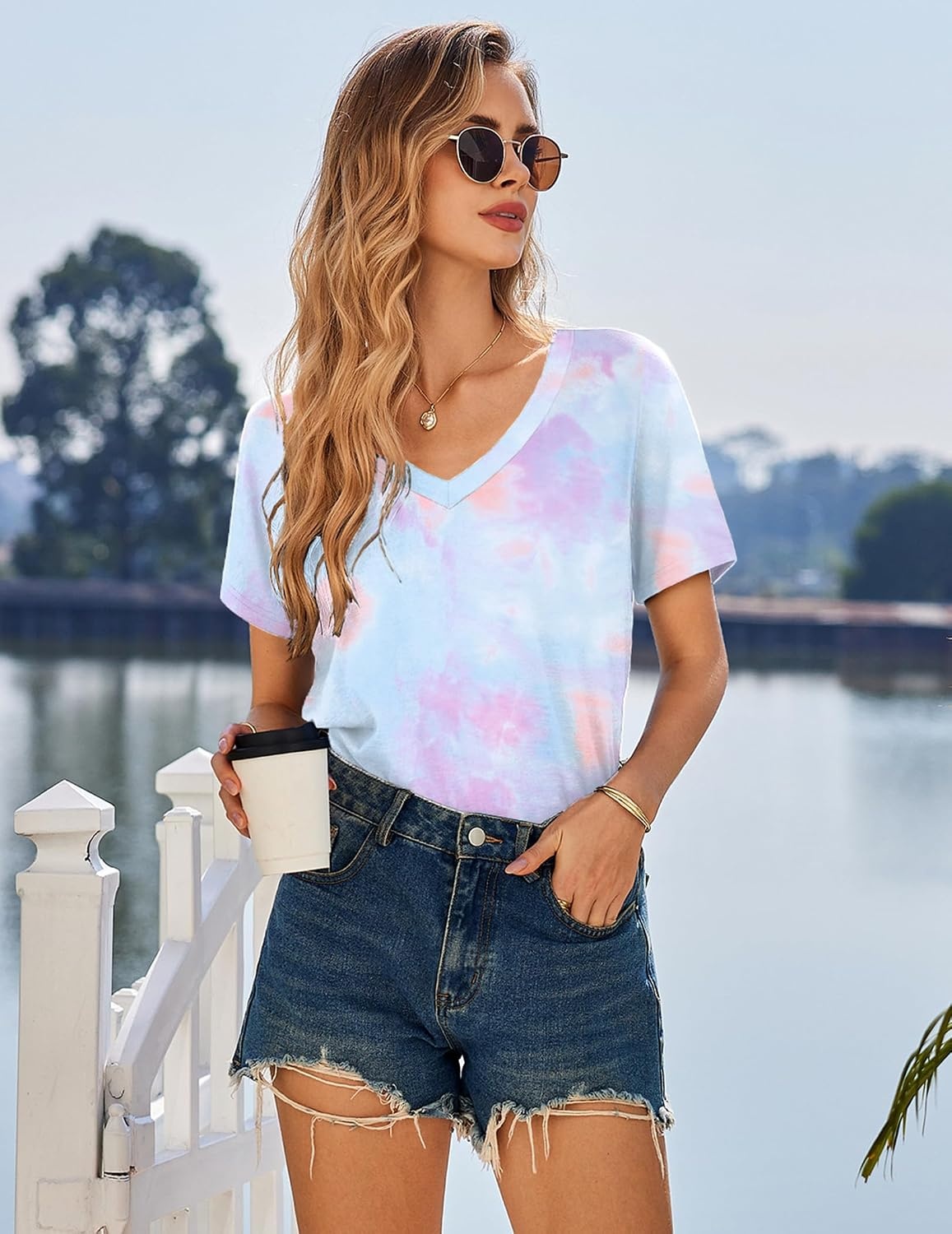 image:imageEkouaer Nightgowns for Women Bamboo Viscose Night Gown Soft Sleep ShirtTiedye