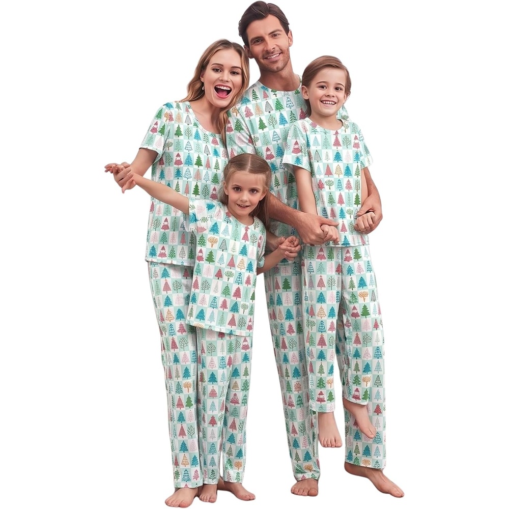 image:imageEkouaer Family Christmas Pajamas Matching sets Soft Pjs Holiday Lounge SetsChristmas Trees