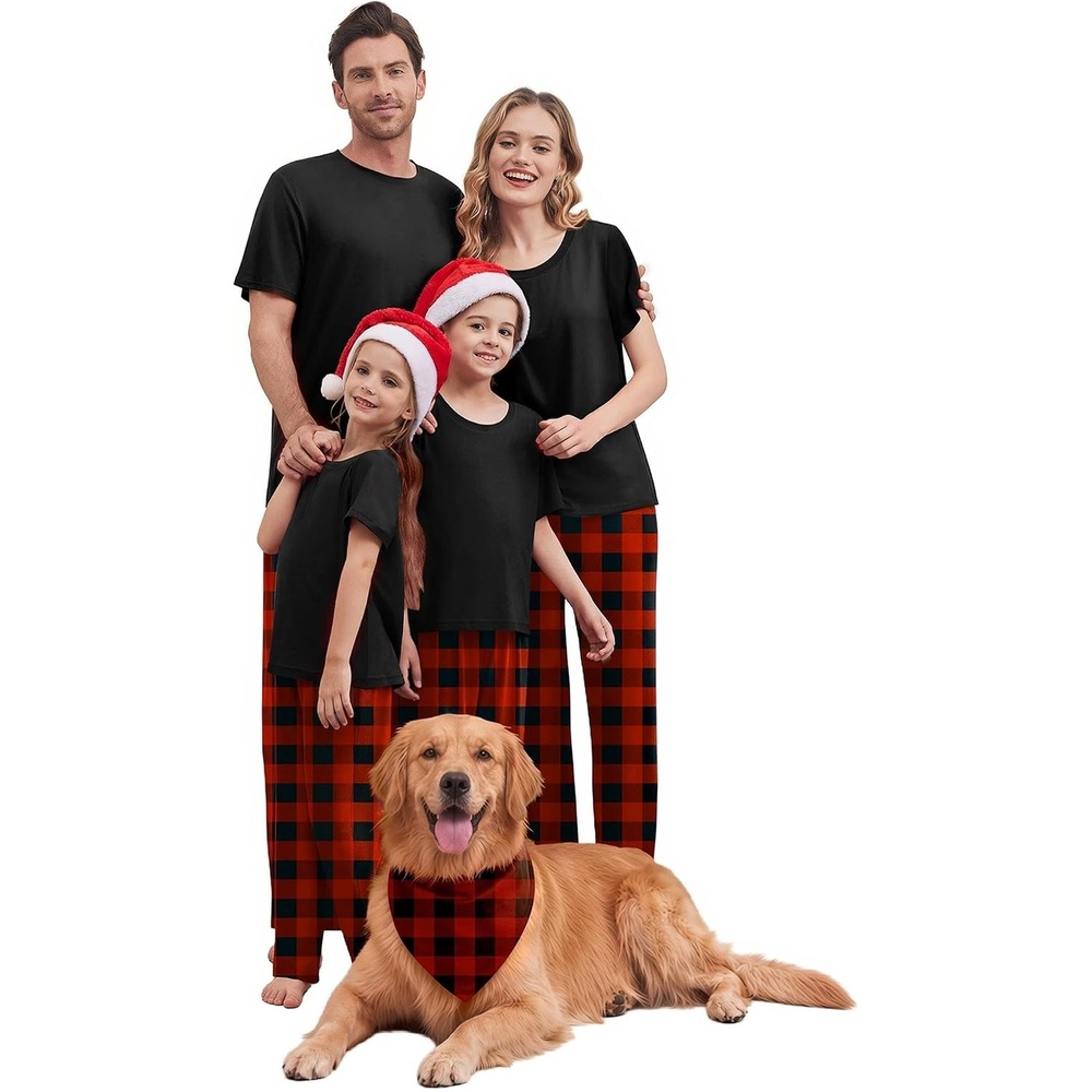 image:imageEkouaer Family Christmas Pajamas Matching sets Soft Pjs Holiday Lounge SetsRed Black Plaid