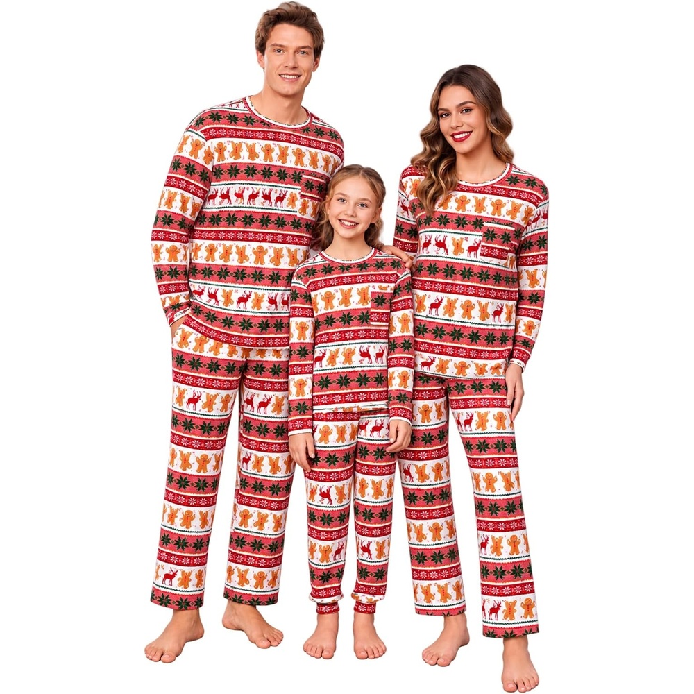 image:imageEkouaer Matching Family Sets Christmas Pajamas Set Xmas PJS SleepwearChristmas Fair Isle Pattern Redgreenwhite
