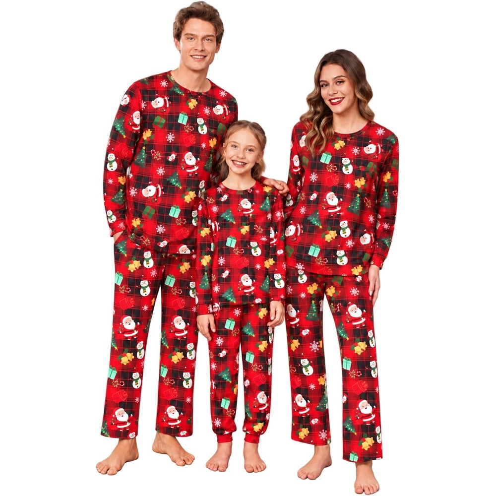 image:imageEkouaer Matching Family Sets Christmas Pajamas Set Xmas PJS SleepwearChristmas Plaidsanta Clausgifts