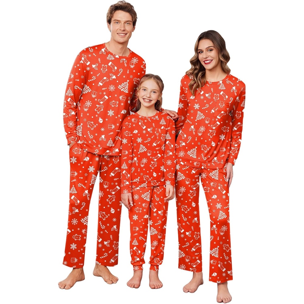 image:imageEkouaer Matching Family Sets Christmas Pajamas Set Xmas PJS SleepwearChristmas Tree Red