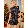Ekouaer Christmas Pajamas for Women Silk Satin 2 Piece Holiday Pjs Set(Black Christmas Candy Cane Print)