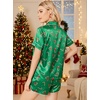 Ekouaer Christmas Pajamas for Women Silk Satin 2 Piece Holiday Pjs Set(Christmas Green Heart Candy Cane Print)