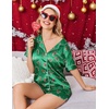 Ekouaer Christmas Pajamas for Women Silk Satin 2 Piece Holiday Pjs Set(Christmas Green Heart Candy Cane Print)