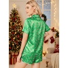 Ekouaer Christmas Pajamas for Women Silk Satin 2 Piece Holiday Pjs Set(Green Christmas Candy Cane)
