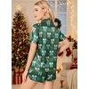 Ekouaer Christmas Pajamas for Women Silk Satin 2 Piece Holiday Pjs Set(Green Christmas Garland Bows)