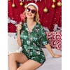 Ekouaer Christmas Pajamas for Women Silk Satin 2 Piece Holiday Pjs Set(Green Christmas Garland Bows)