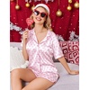 Ekouaer Christmas Pajamas for Women Silk Satin 2 Piece Holiday Pjs Set(Pink Bow Print)