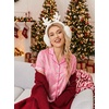 Ekouaer Christmas Pajamas for Women Silk Satin 2 Piece Holiday Pjs Set(Pink Christmas Candy Cane)