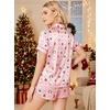 Ekouaer Christmas Pajamas for Women Silk Satin 2 Piece Holiday Pjs Set(Pink Christmas Gingerbread)