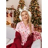 Ekouaer Christmas Pajamas for Women Silk Satin 2 Piece Holiday Pjs Set(Pink Christmas Gingerbread)