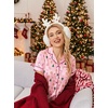 Ekouaer Christmas Pajamas for Women Silk Satin 2 Piece Holiday Pjs Set(Pink Christmas Gingerbread Print)