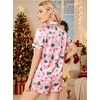 Ekouaer Christmas Pajamas for Women Silk Satin 2 Piece Holiday Pjs Set(Pink Santa Gift Christmas Print)