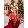 Ekouaer Christmas Pajamas for Women Silk Satin 2 Piece Holiday Pjs Set(Red Bow Print)