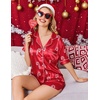 Ekouaer Christmas Pajamas for Women Silk Satin 2 Piece Holiday Pjs Set(Red Christmas Candy Cane)