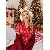 Ekouaer Christmas Pajamas for Women Silk Satin 2 Piece Holiday Pjs Set(Red Christmas Candy Cane)