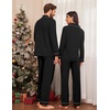 Ekouaer Couple Matching Pajamas 100% Cotton Long Sleeve Loungewear Pj Sets(Black)
