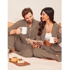 Ekouaer Couple Matching Pajamas 100% Cotton Long Sleeve Loungewear Pj Sets(Brown-b)