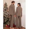 Ekouaer Couple Matching Pajamas 100% Cotton Long Sleeve Loungewear Pj Sets(Brown-b)