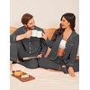 Ekouaer Couple Matching Pajamas 100% Cotton Long Sleeve Loungewear Pj Sets(Dark Grey)
