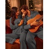 Ekouaer Couple Matching Pajamas 100% Cotton Long Sleeve Loungewear Pj Sets(Dark Grey)