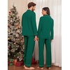 Ekouaer Couple Matching Pajamas 100% Cotton Long Sleeve Loungewear Pj Sets(Green)