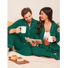 Ekouaer Couple Matching Pajamas 100% Cotton Long Sleeve Loungewear Pj Sets(Green)