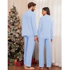 Ekouaer Couple Matching Pajamas 100% Cotton Long Sleeve Loungewear Pj Sets(Light Blue)