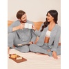 Ekouaer Couple Matching Pajamas 100% Cotton Long Sleeve Loungewear Pj Sets(Light Grey)