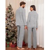 Ekouaer Couple Matching Pajamas 100% Cotton Long Sleeve Loungewear Pj Sets(Light Grey)