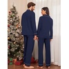 Ekouaer Couple Matching Pajamas 100% Cotton Long Sleeve Loungewear Pj Sets(Navy)