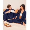 Ekouaer Couple Matching Pajamas 100% Cotton Long Sleeve Loungewear Pj Sets(Navy)