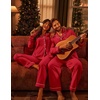Ekouaer Couple Matching Pajamas 100% Cotton Long Sleeve Loungewear Pj Sets(Red)