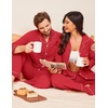 Ekouaer Couple Matching Pajamas 100% Cotton Long Sleeve Loungewear Pj Sets(Red)