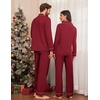Ekouaer Couple Matching Pajamas 100% Cotton Long Sleeve Loungewear Pj Sets(Wine)