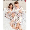 Ekouaer Couples Matching Pajamas Silk Long Sleeve Sleepwear Satin Pjs Set(Christmas Champagne)