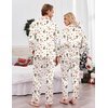 Ekouaer Couples Matching Pajamas Silk Long Sleeve Sleepwear Satin Pjs Set(Christmas Champagne)