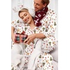 Ekouaer Couples Matching Pajamas Silk Long Sleeve Sleepwear Satin Pjs Set(Christmas Champagne)