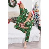 Ekouaer Couples Matching Pajamas Silk Long Sleeve Sleepwear Satin Pjs Set(Christmas Green Print)