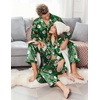 Ekouaer Couples Matching Pajamas Silk Long Sleeve Sleepwear Satin Pjs Set(Christmas Green Santa)