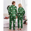 Ekouaer Couples Matching Pajamas Silk Long Sleeve Sleepwear Satin Pjs Set(Christmas Green Santa)