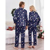 Ekouaer Couples Matching Pajamas Silk Long Sleeve Sleepwear Satin Pjs Set(Christmas Navy Gingerbread Man)